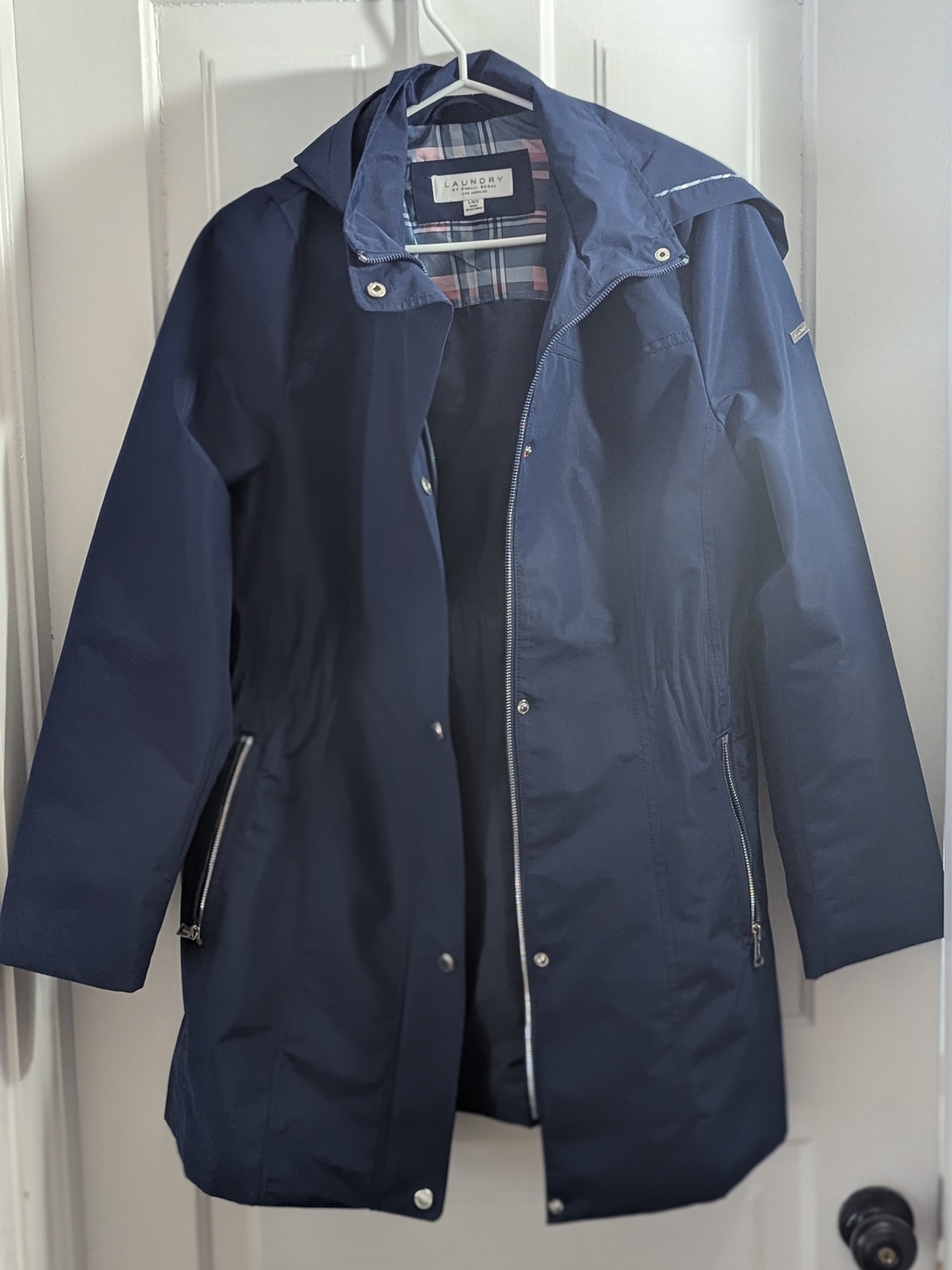 Laundry by Shelli Segal Women's Navy Hooded Raincoat